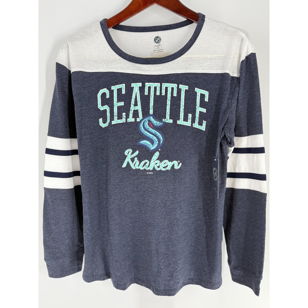 Seattle Kraken Official Licensed Ice Hockey Womens NHL Shirt Deep Sea Blue Small
